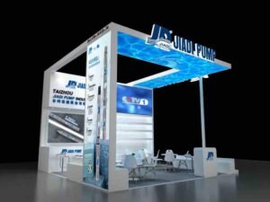 Custom exhibition stand design for Jiadi Pump by exhibition stand builders Dubai at a trade show