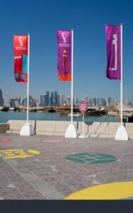 Custom Flags for business promotion displayed on outdoor flag poles for events and corporate branding in the UAE