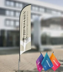 Custom Flags feather flag for business promotion and outdoor advertising in the UAE